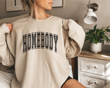 Load image into Gallery viewer, Homebody varsity font crew neck sweatshirt
