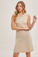 Load image into Gallery viewer, HALF BUTTON FRONT SLEEVELESS KNIT DRESS WITH HOOD
