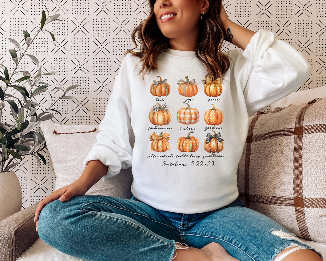 Galatians 5:22-23 pumpkin crew neck sweatshirt