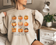 Load image into Gallery viewer, Galatians 5:22-23 pumpkin crew neck sweatshirt
