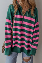 Load image into Gallery viewer, OVERSIZED STRIPED COLLARED QUARTER ZIPPER SWEATER
