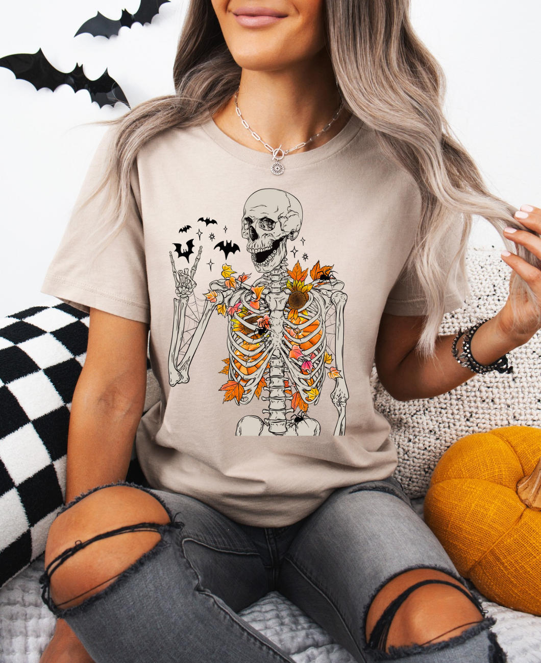 FALL PEACE SKELETON GRAPHIC TEE