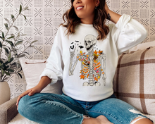 Load image into Gallery viewer, Floral peace skeleton crew neck sweatshirt
