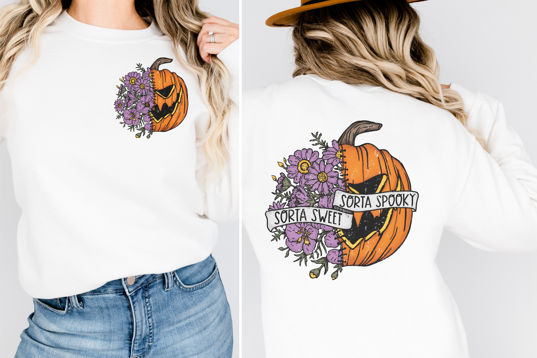 Sorta sweet sorts spooky double sided crew neck sweatshirt