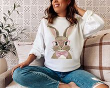 Load image into Gallery viewer, EASTER BUNNY FAUX EMBROIDERY CREW NECK SWEATSHIRT
