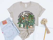 Load image into Gallery viewer, ALL I NEED IS COFFEE AND PLANTS SKULL GRAPHIC TEE
