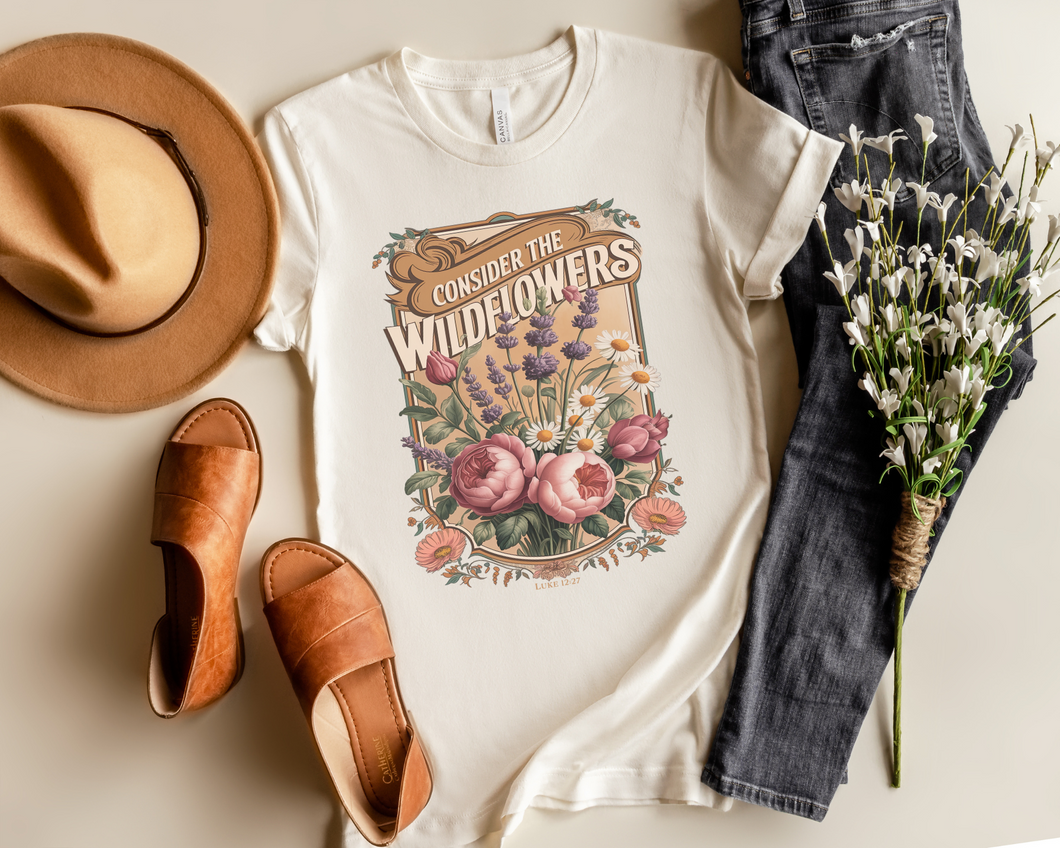 CONSIDER THE WILDFLOWERS LUKE 12:27 GRAPHIC TEE