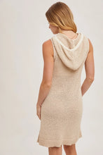 Load image into Gallery viewer, HALF BUTTON FRONT SLEEVELESS KNIT DRESS WITH HOOD
