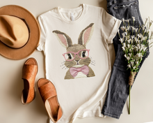 Load image into Gallery viewer, FAUX EMBROIDERED EASTER BUNNY GRAPHIC TEE
