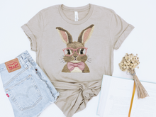 Load image into Gallery viewer, FAUX EMBROIDERED EASTER BUNNY GRAPHIC TEE
